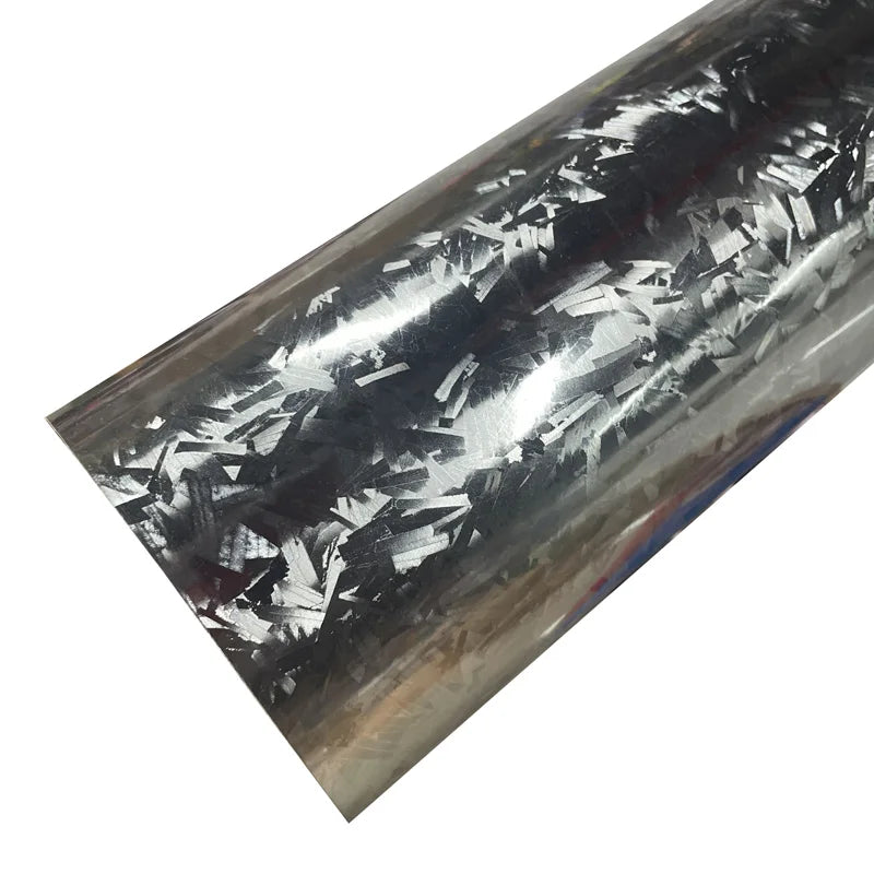 Premium Gloss Chrome Silver Forged Carbon Vinyl Wrap Film with Air Release Self Adhesive Decal Car Wrapping