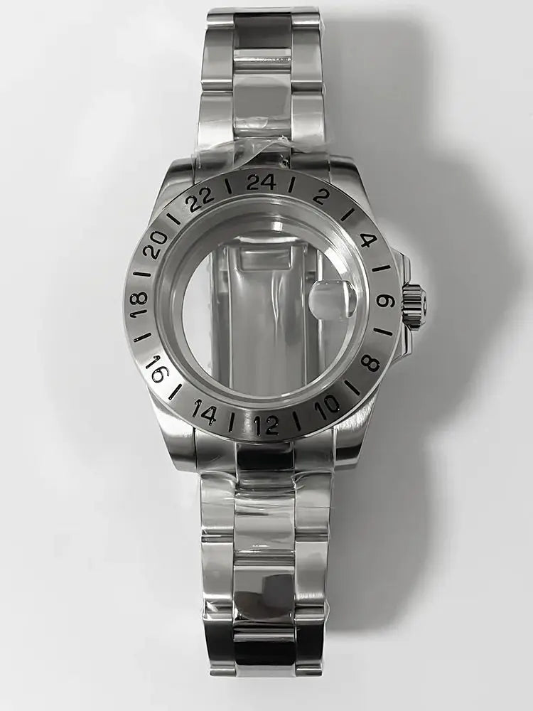 39mm EXP 24 Hours Fixed Bezel NH34 NH35 NH36 NH38 Sapphire Glass Watch Case Solid Bracelet Stainless Steel ETA2824 PT5000 Case