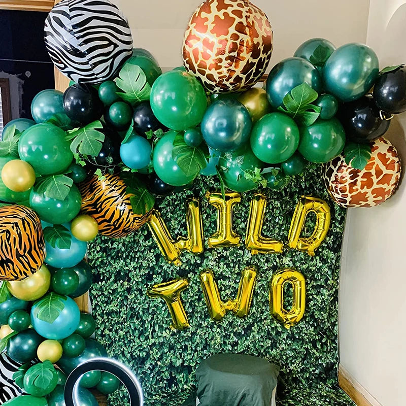 40pcs Retro Dark Green Balloons Set Confetti Balloon Jungle Safari Animal Birthday Party Decorations Kids Boy Baby Shower Favors