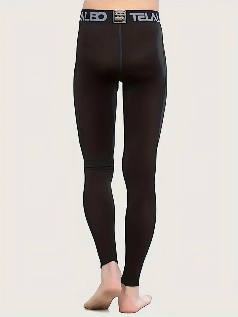 HOPLYNN Boys' Compression Stretch Black Leggings, Fast Drying and Breathable Outdoor Running Training Sweatpants