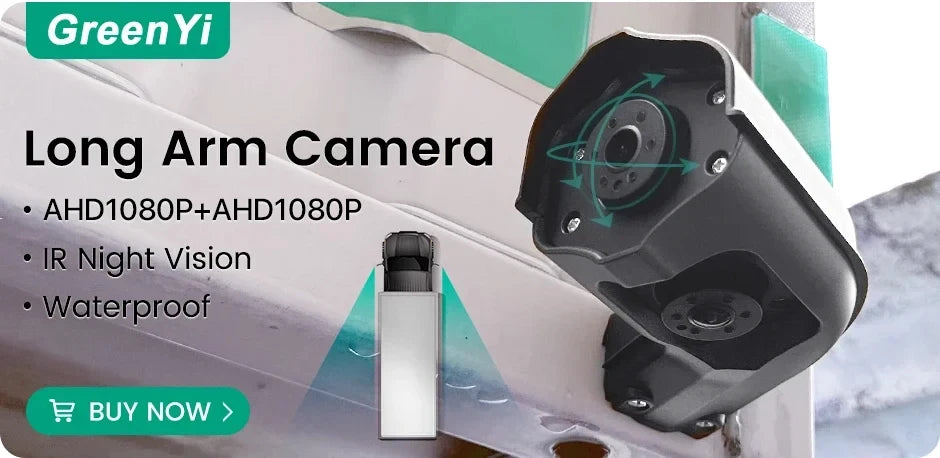 GreenYi BSD Radar Alarm Car DVR Video Recording 2 Channel AHD Side View Camera with Truck Buses 10.36 Inch Rear Mirror Monitor