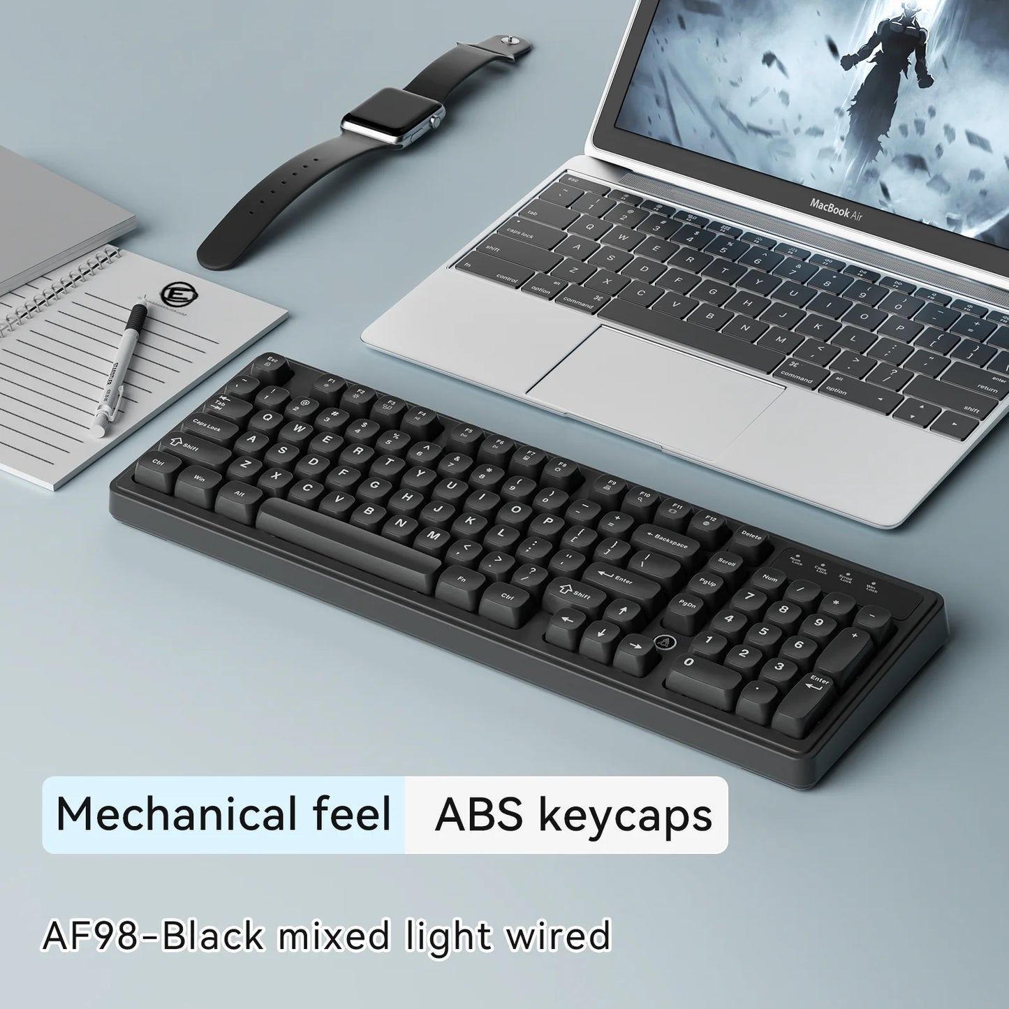 AJAZZ AF98 wireless\wired-film keyboard film keyboard feel 99-key desktop computer external office gaming game home typing