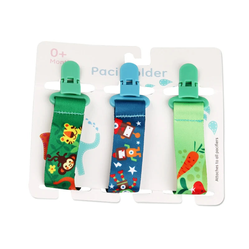 3Pcs/Set Baby Pacifier Clip Pacifier Chain Dummy Clip Nipple Holder for Baby Cartoon Print Child Pacifier Clips Soother Holder