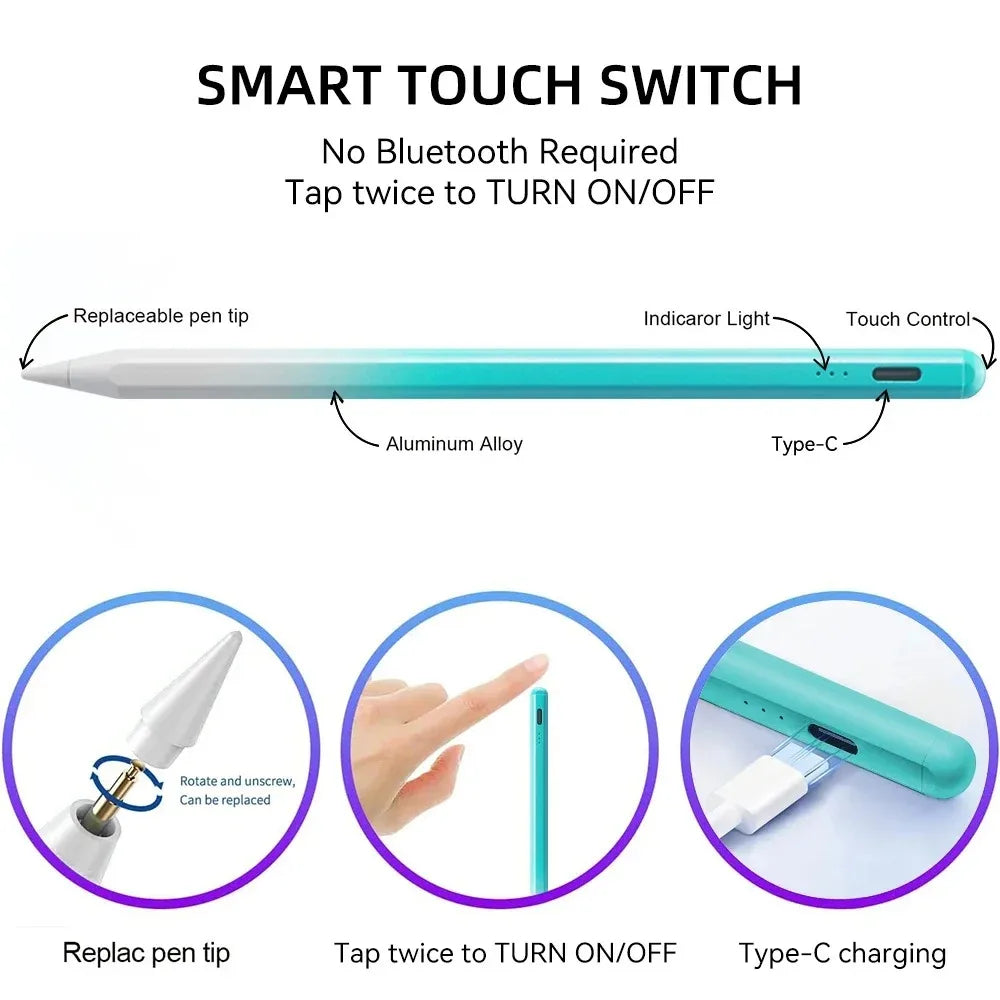 Stylus Pen for Apple Pencil 1 2 iPad 10th 9th 8th 7th 6th Air 5th 4th 3rd Generation Pro 12.9 11 inch Mini 6 5 Palm Rejection