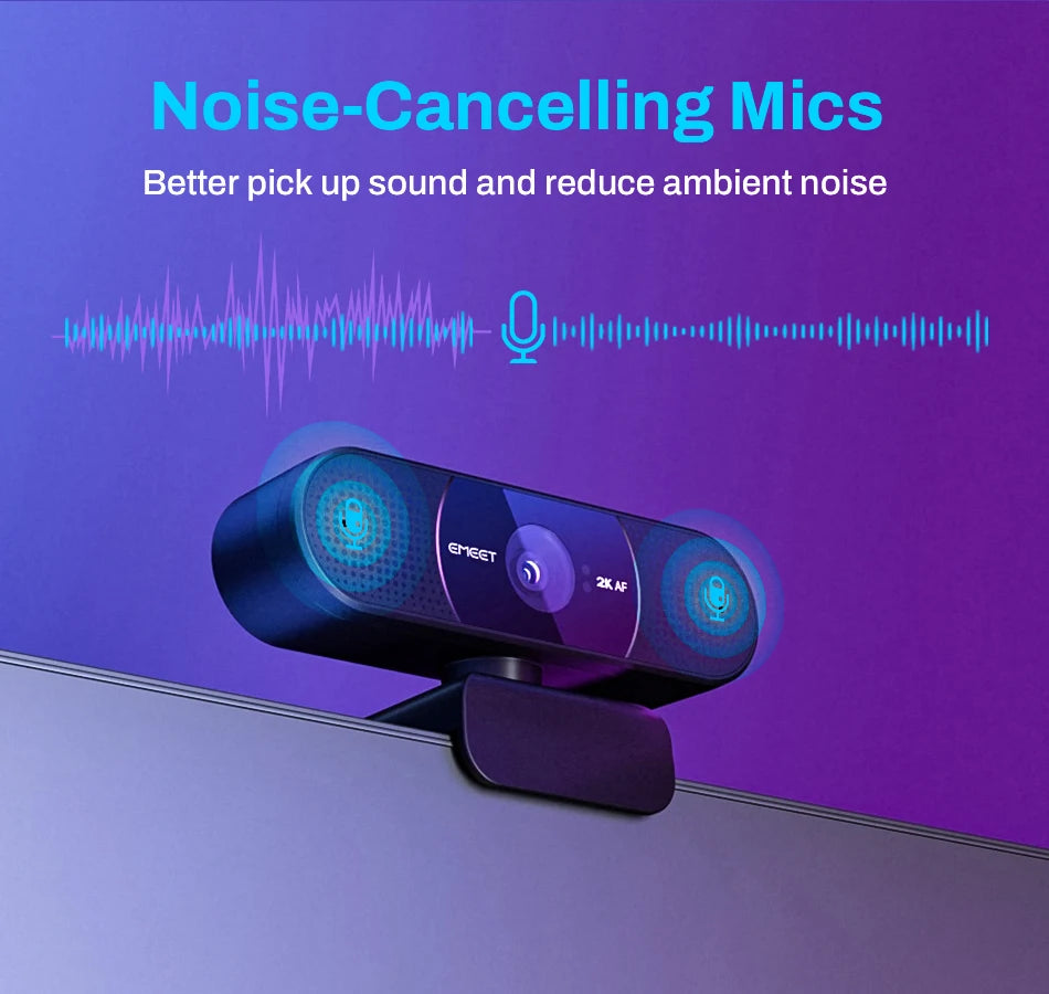 Webcam 2K Web Camera 1080P 60FPS Streaming Camera Autofocus EMEET C960 2K USB WebCam With Microphones for YouTube Desktop/Laptop