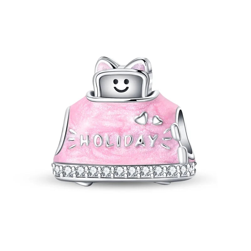 925 Sterling Silver Princess Powder Series Exquisite Daily Bow Sweet Charms Beads Fit Pan Original Bracelets DIY Jewelry