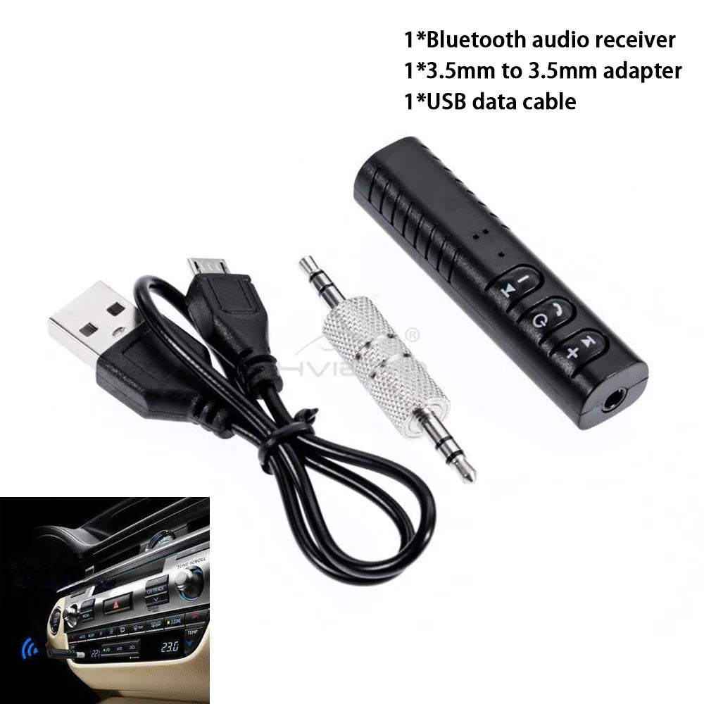 1X Wireless Bluetooth 5.0 Receiver Transmitter Adapter 3.5mm Jack Car Music Audio Aux A2dp Headphone Reciever Handsfree 5V Black