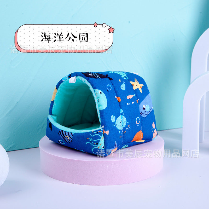 Hamster House Guinea Pig Nest Small Animal Sleeping Bed Winter Warm Cotton Mat Soft Accessories For Rodent Guinea Pig Rat Rodent