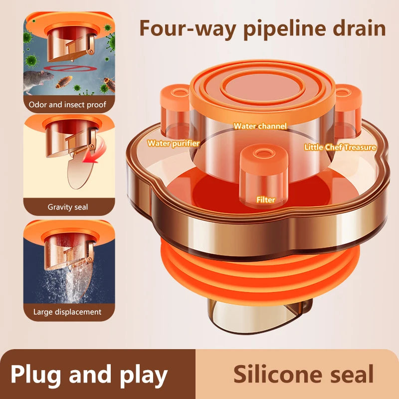 【QTG331】Anti Odor Drain Shower Multifunctional For Kitchen Sink Pipe Set Adapter Deodorant Dishwasher Accessories
