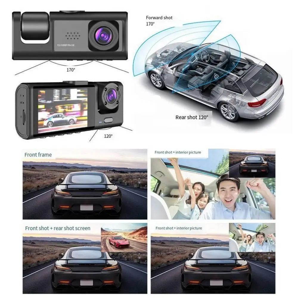 3 lens driving recorder, can shoot in front of the car, behind the car, inside the car, wide Angle camera, 1080p high-definition