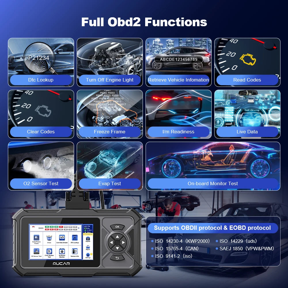 MUCAR CDE900/CDE900 PRO OBD2 Auto Diagnostic Tool car Scanner Tools full system 28 reset Code Reader Scan Tool 2+32G WIFI Update