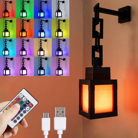 Pixelated Lantern Night Light -USB Rechargeable Lamp-16 Colors Lantern Interior Decoration Festival Atmosphere Touch Lamp Light