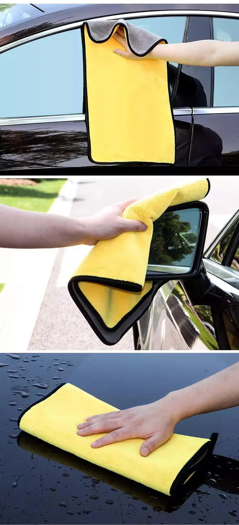 Wholesale and retail Car Wash Towels Cleaning Cloth Absorbent Dry Cloth General Purpose Microfiber Towel Thickened Yellow
