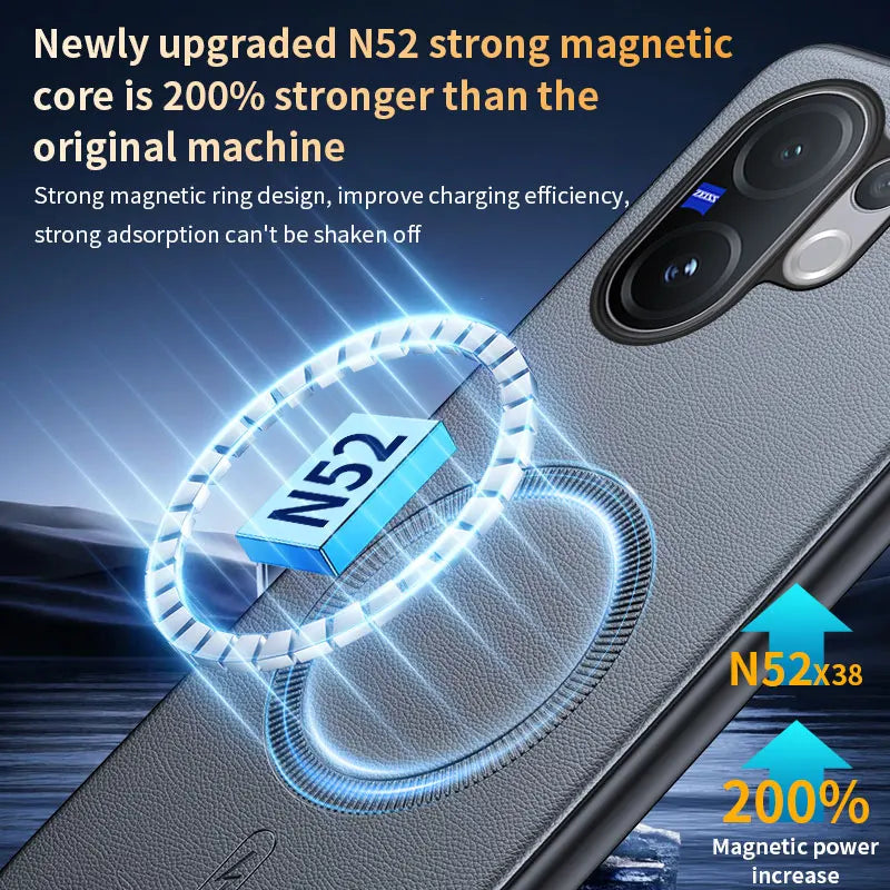 For Vivo V60 5G Case Magnetic Leather Shield Cover For Vivo V60 5G Anti-Fingerprint Non-Slip PC+TPU