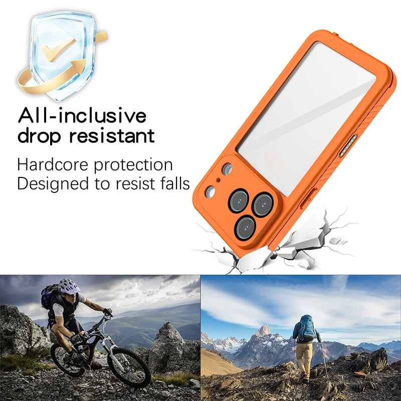 shellbox Professional Waterproof Phone Case for iPhone 17Promax Air 14 13 15 16 - 360 Full Coverage Shockproof Dustproof IP68