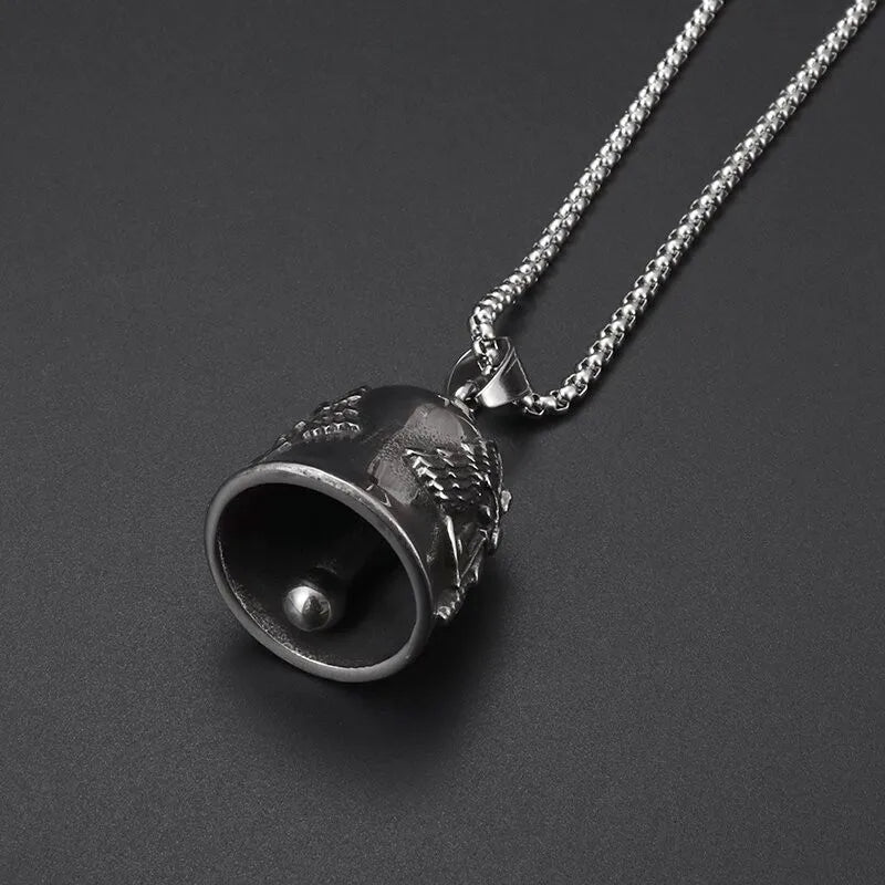 Biker Motorcycle Bell Necklace Charm Men\\\\'s Trend Jewelry Lucky Bell Pendant with Stainless Steel Chain