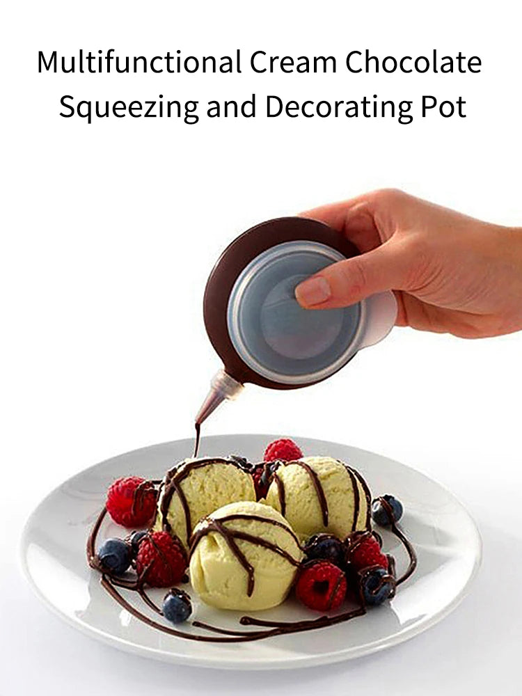 Silicone Macaron Decorating Pot Set, Chocolate Jam Extruder, With 5 Decorating Mouth, Suitable For Macron, Cake Baking Supplies