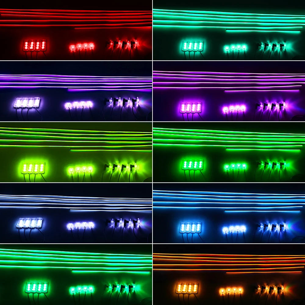 LED Car Ambient Light RGB 64 Color Acrylic Fiber Optic Guide Light Strip For Car Interior Decoration Atmosphere Lamp APP