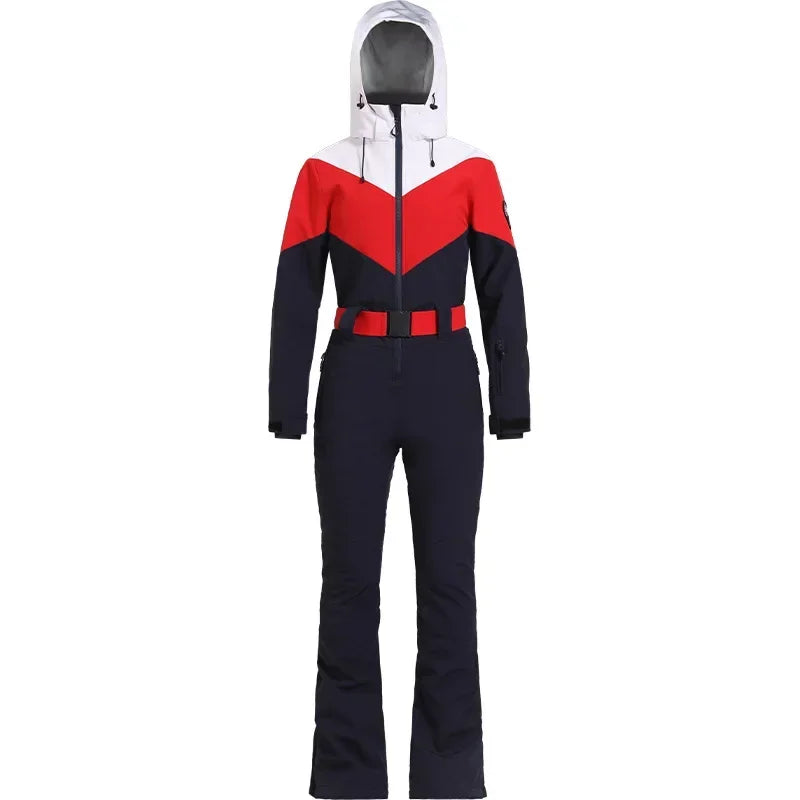 2025 Winter Overalls Women Slim Fitting Ski Suit Outdoor One-Piece Jumpsuits Wind Proof Waterproof Skiing Set Snowfield Clothing
