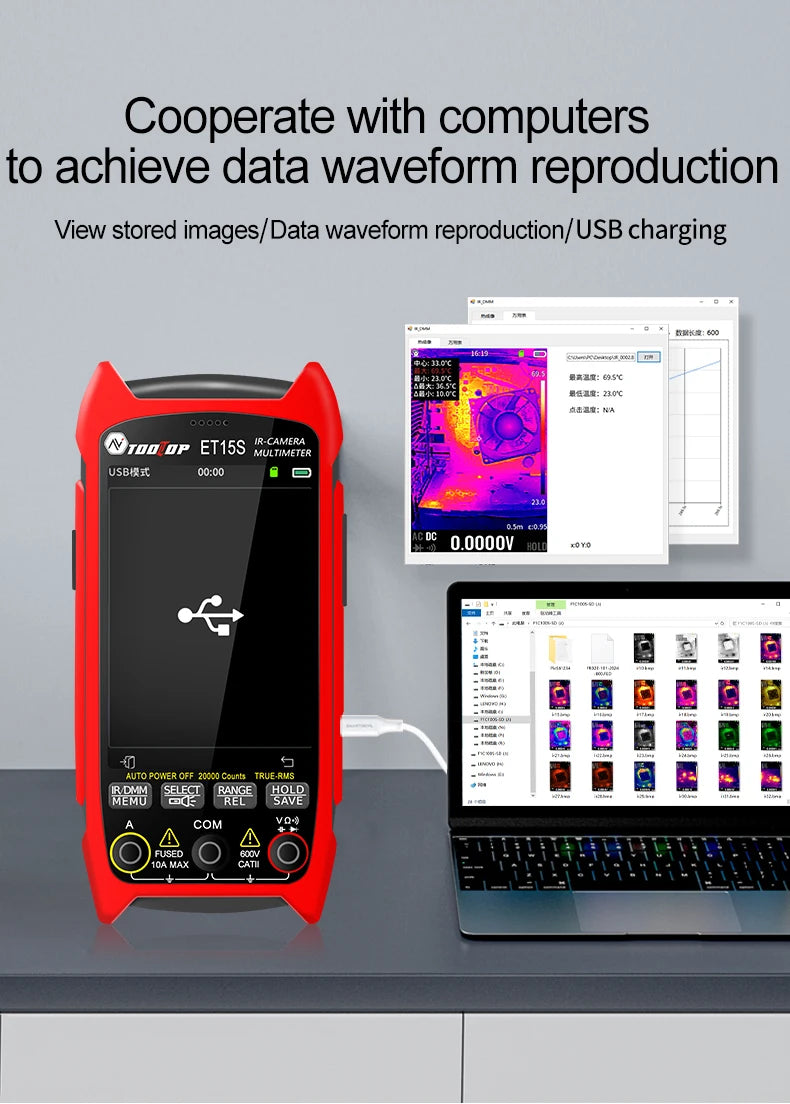 256*192 Industrial Thermal Camera 3.5Inch PCB Thermal Imager with 19999 Counts Multimeter Circuit Board Electrical Inspect