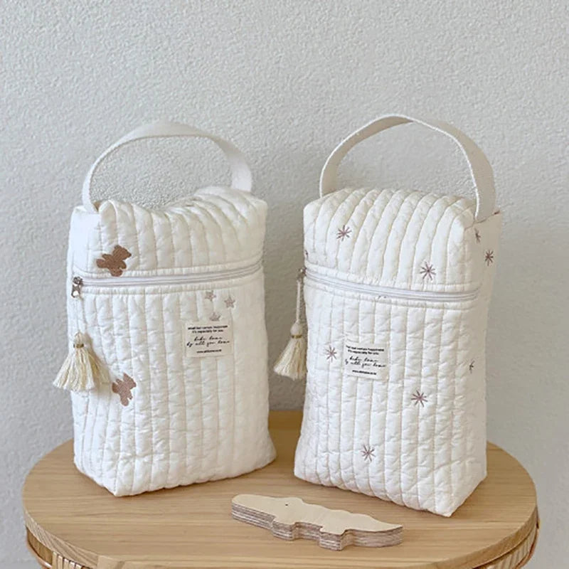 Embroidery Portable Nappy Mommy Bag Stroller Hanging Bag Zipper Diaper Wet Bag Baby Items Storage Bag