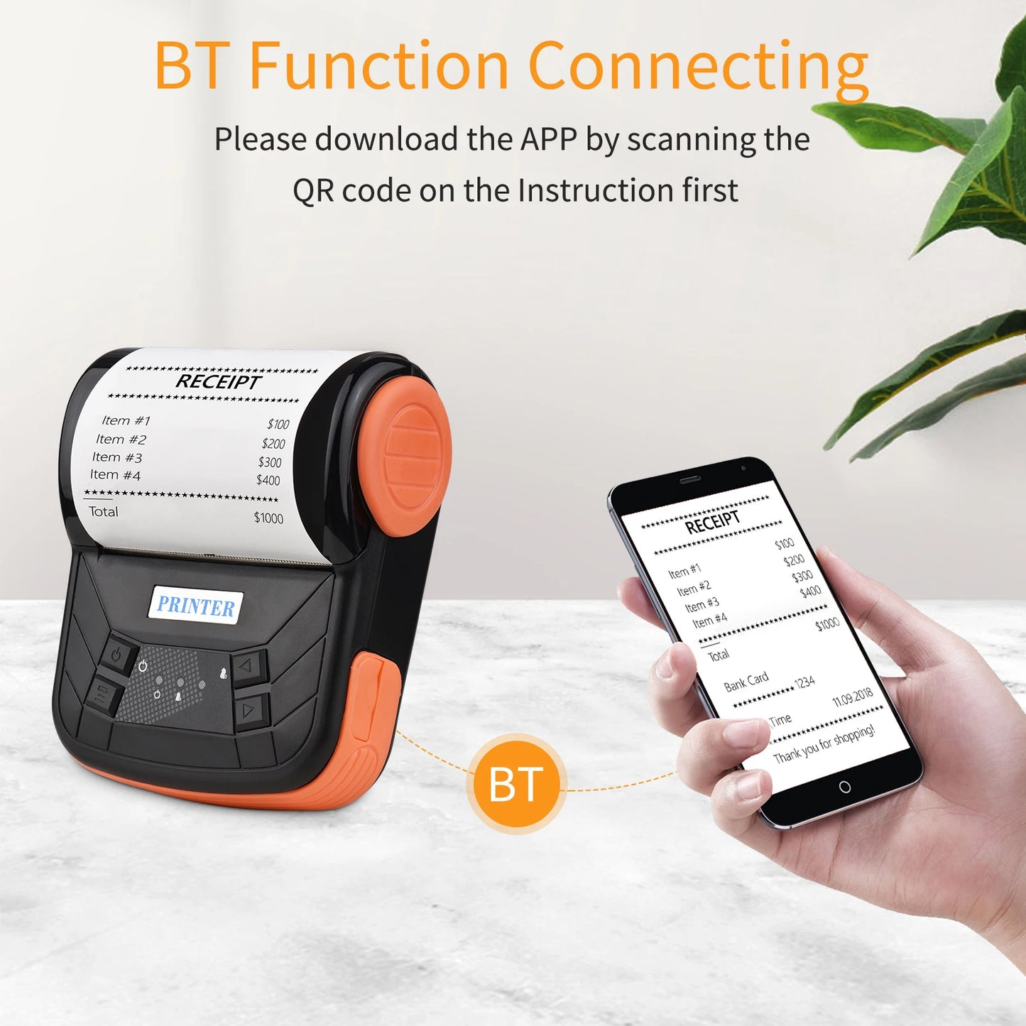 80mm Portable Thermal Printer Wireless Bluetooth Mobile Pocket Bill Printer Android Phone PC Printer MTP-3 Thermal Printer