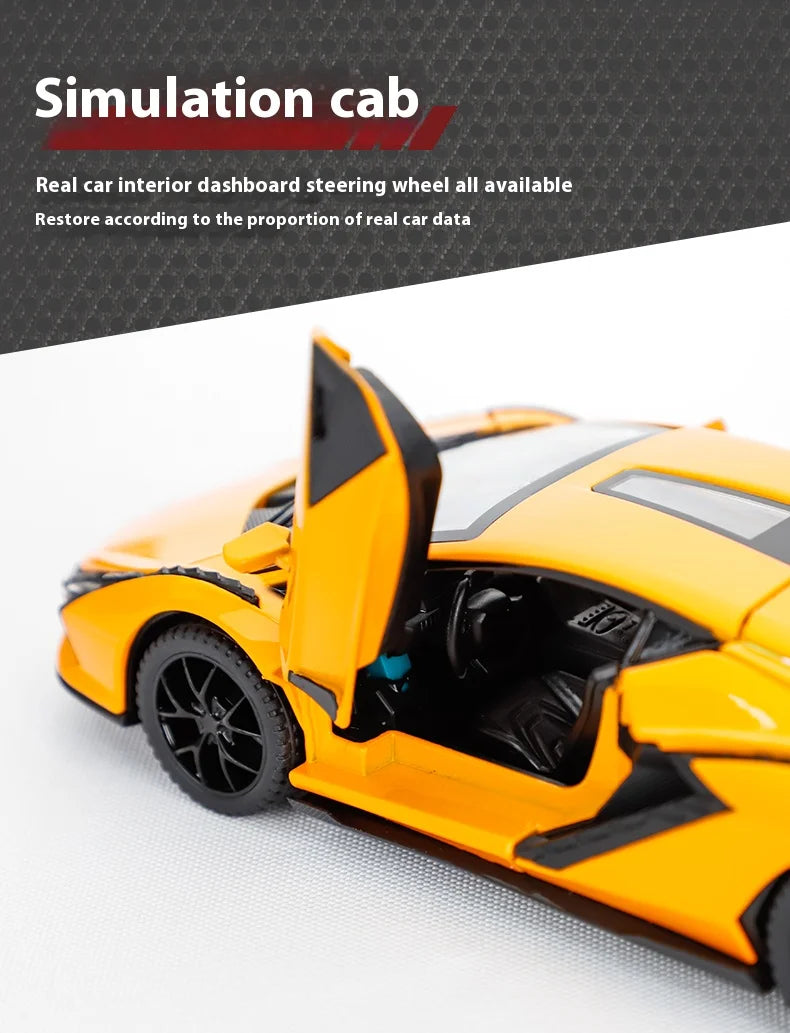 1:32 Lamborghini Alloy Model - Sound & Light, Pull-Back Action, Gift for Kids & Car Fans