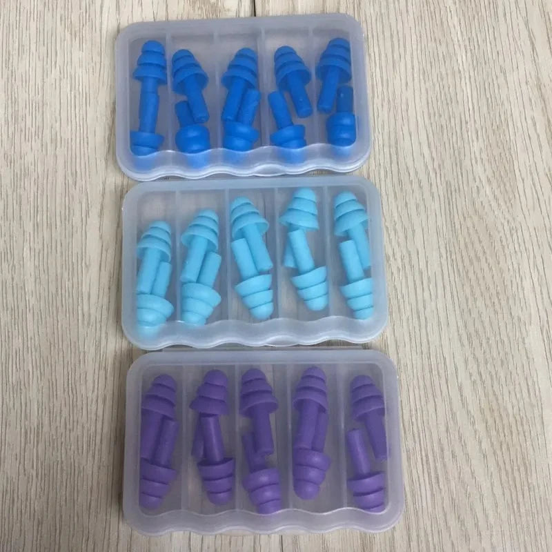 Soft Silicone Earplugs for Adults and Children Waterproof Swimming Earplugs Anti-Noise Ear Clips, Swimmers Diving 5Pairs per Box