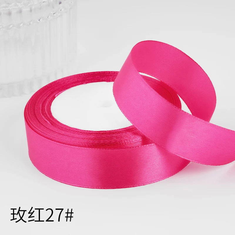 25yards/roll 1inch Satin Ribbon DIY Handmade Crafts Gift Box Flower Cake Decoration Wedding Birthday Party Festival Supplies
