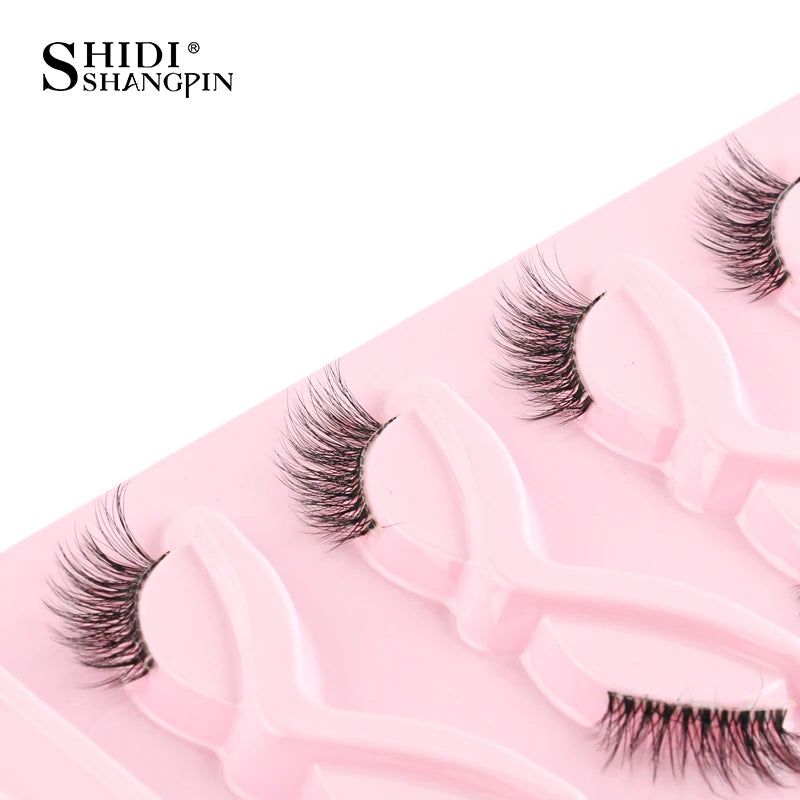 3/5 Pairs Cat Eye False Lashes Natural Short Fluffy Eyelashes Wispy Half False Eyelashes Eye End Extension Faux Mink Makeup