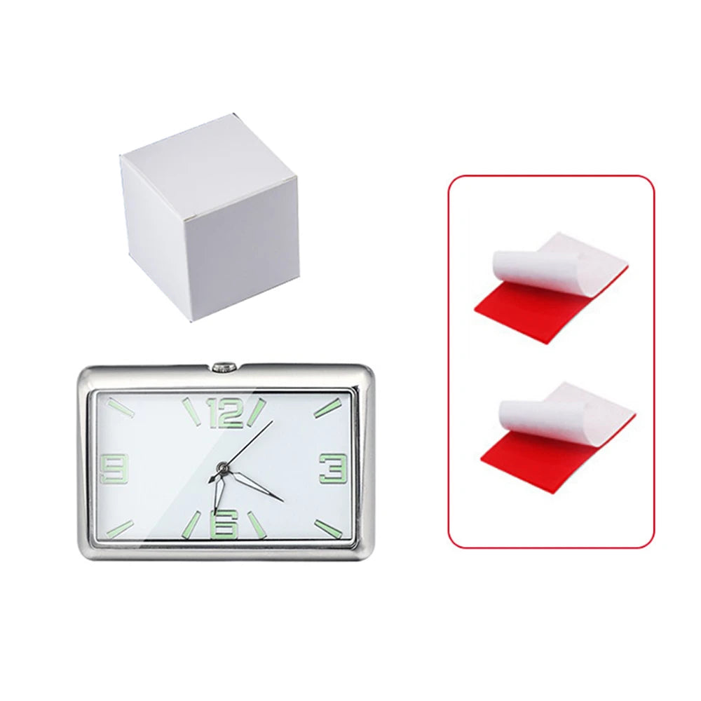 Auto Fashion Square Watch Car Clock Interior Decoration Self-adhesive Electronic Vent Clip Watch Automobile Quartz Clock