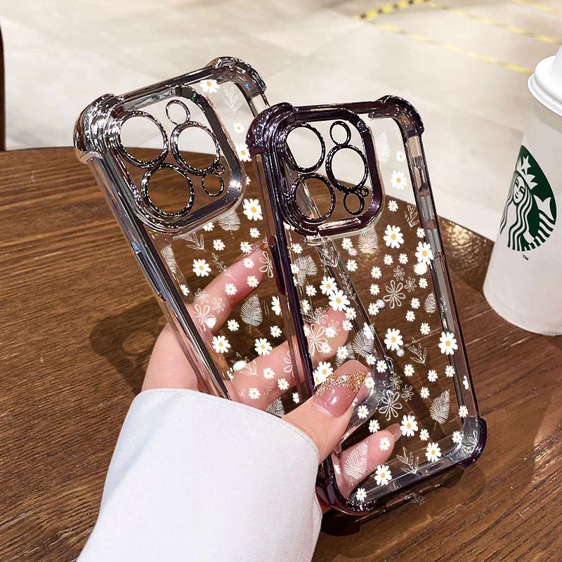 Luxury Plating Clear Flower Case For Realme 15 14 Pro Plus 15T 5G C53 C51 C55 C15 C20 C35 C33 C85 12 13 9 Pro Plus GT 7 Cover