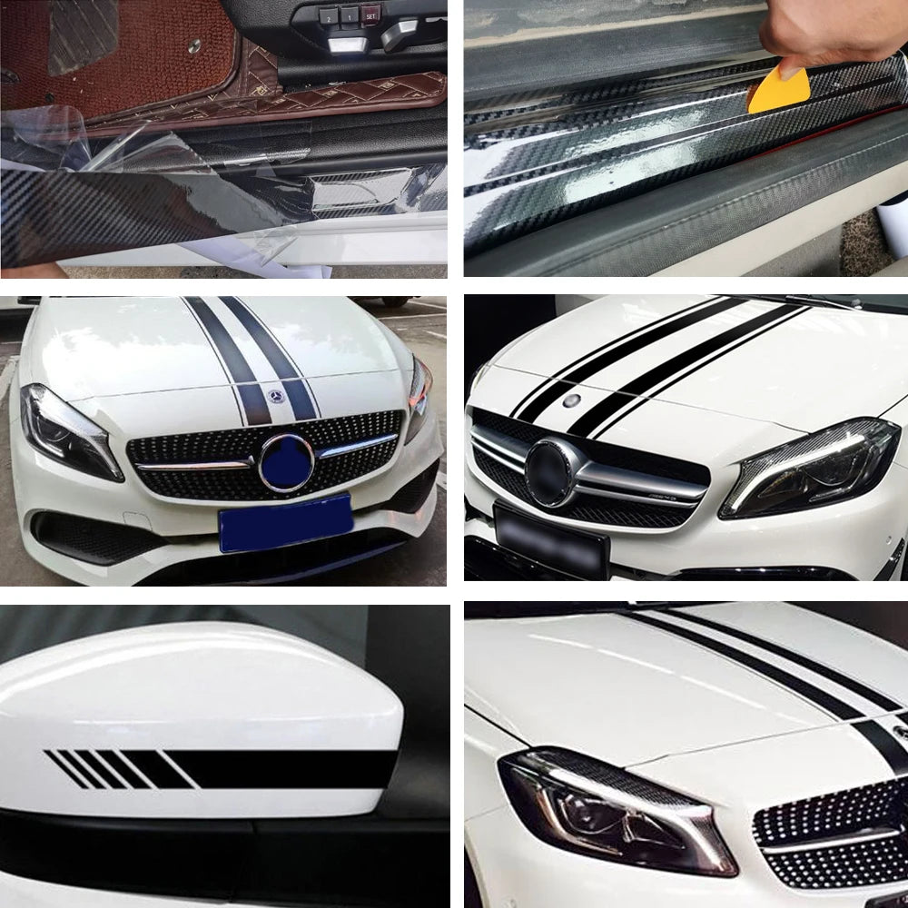 3/5/7/10CM Glossy Black Vinyl Car Wrap Stripes Chrome Delete Blackout Window Trim Film For Auto Interior Hood Roof Pillar
