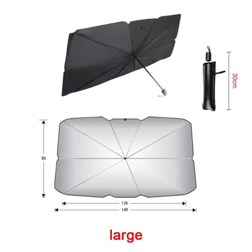 Car Titanium Silver Sun Shade Umbrella Portable Foldable Car Thermal Insulation Expansion and Contraction Windshield Umbrella