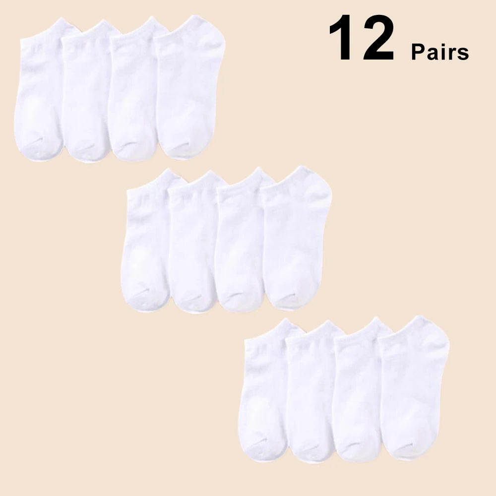 12 Pairs Solid Color Boat Socks Comfortable Breathable High-Quality Men's Business Low Tube Socks Casual Men Slipper Floor Socks