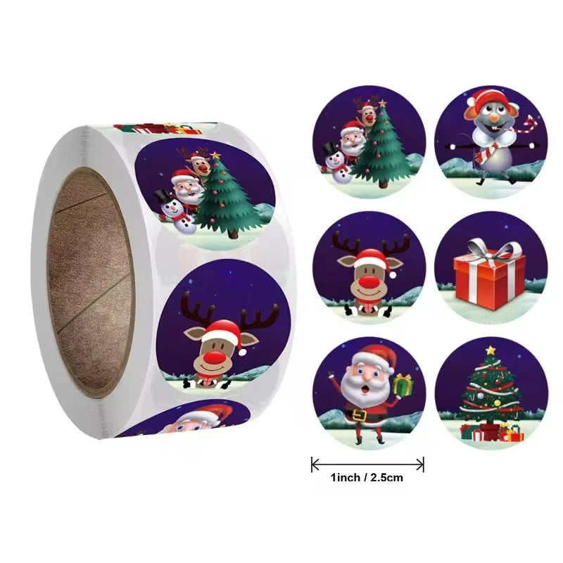 100-500PCS 100-500PCS Merry Christmas Stickers Small Children's Stickers for Kids Rolling Sticker Pack Roll Packing Lables