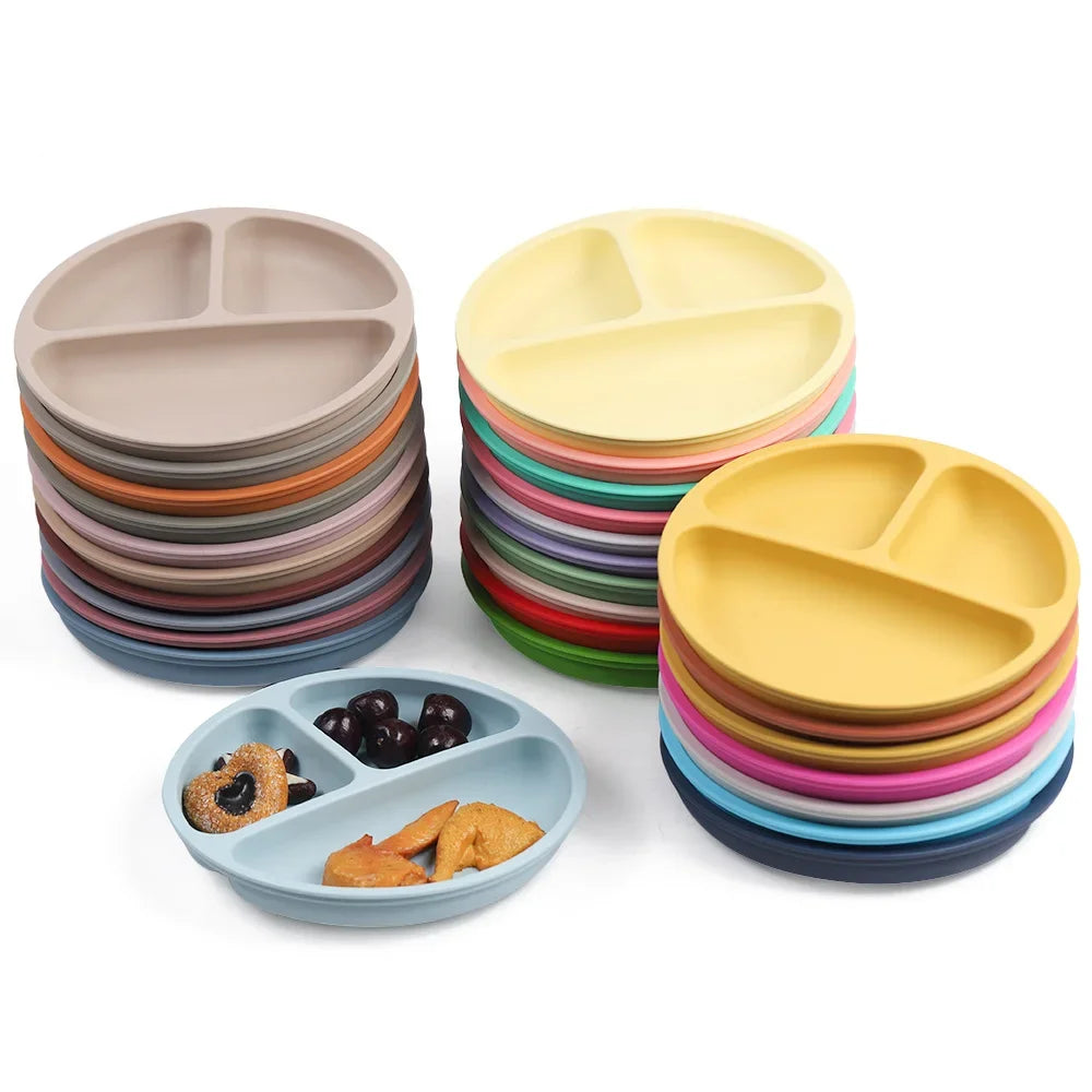 Mother Kids Baby Silicone Feeding Set Sucker Plate Antislip Bowl Spoon Cup Children Tableware Safe Non Toxic Dishwasher Safe