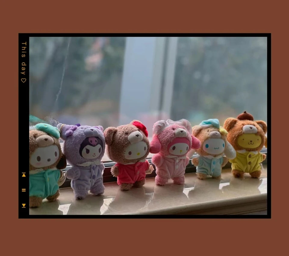Sanrio Family Latte Series Plush Blind Box Cute Bag Pendant Doll Cartoon Kuromi/Hello Kitty Birthday Gifts Surprise Blind Boxs