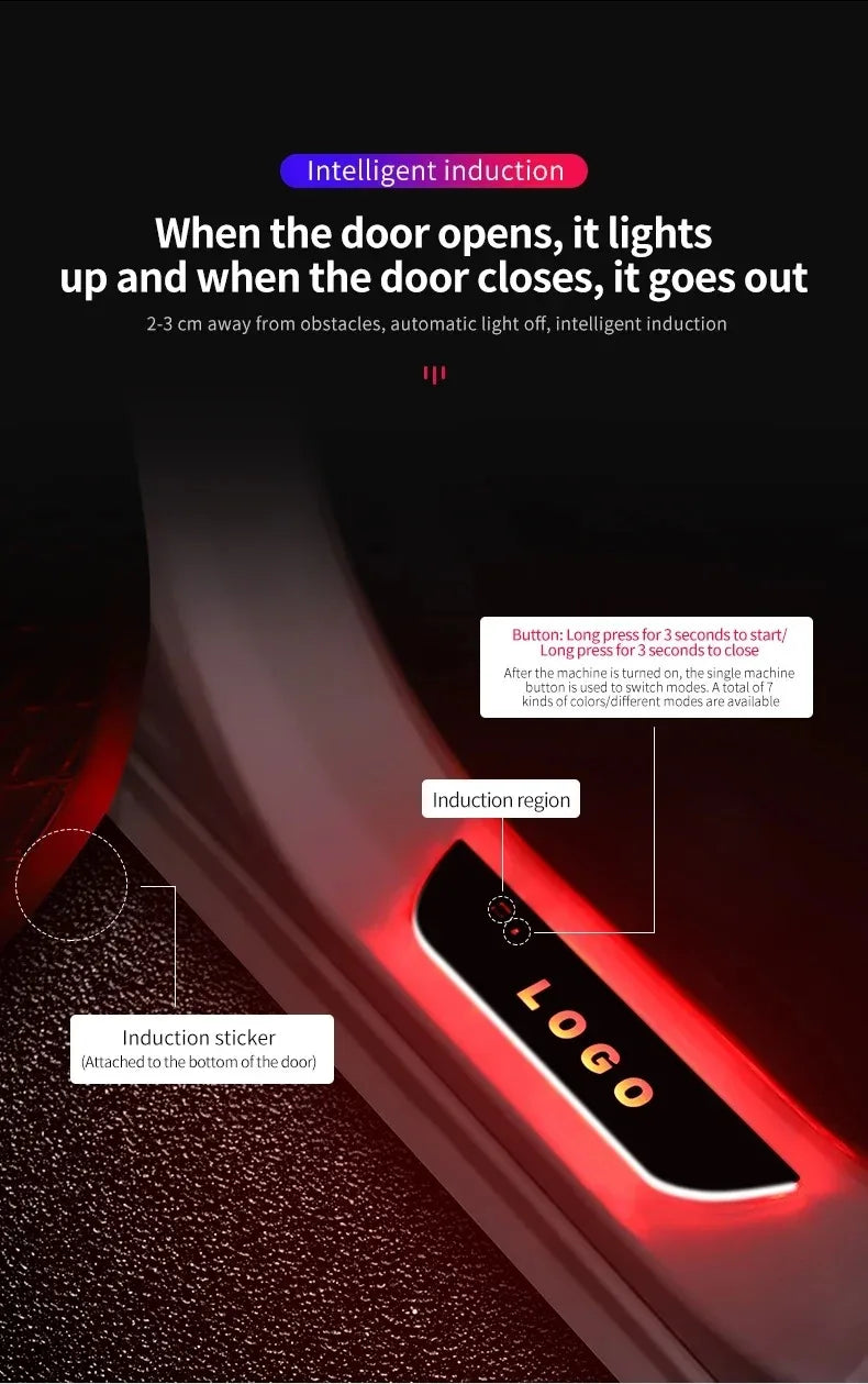 New style Car Door illuminated Sill light Logo Projector Lamp USB Power Wireless LED RGB Welcome Car Scuff Plate Pedal Light