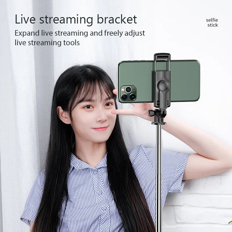 S03 Bluetooth Remote Control Selfie Stick with Tripod Self Timer Support Horizontal and Vertical Shooting Stand for Live Stream