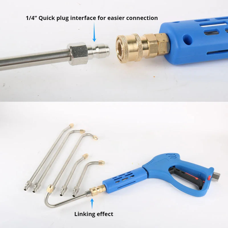 25°/90°/U High Pressure Washer Extension Wand With 1/4 Quick Connector Lance Spear With CurvedHead Rod Cleaning Tool for car