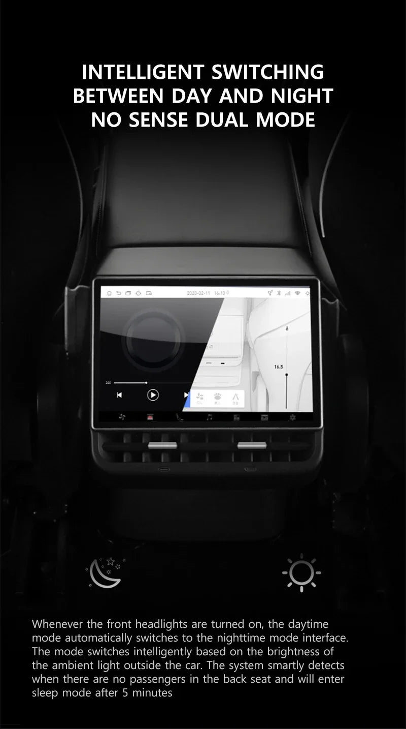 New Style 8.66 Inches Rear Display Android 13 WIFI Entertainment Screen 4G+64G Wireles Carplay Andriod Auto for Tesla Model Y 3