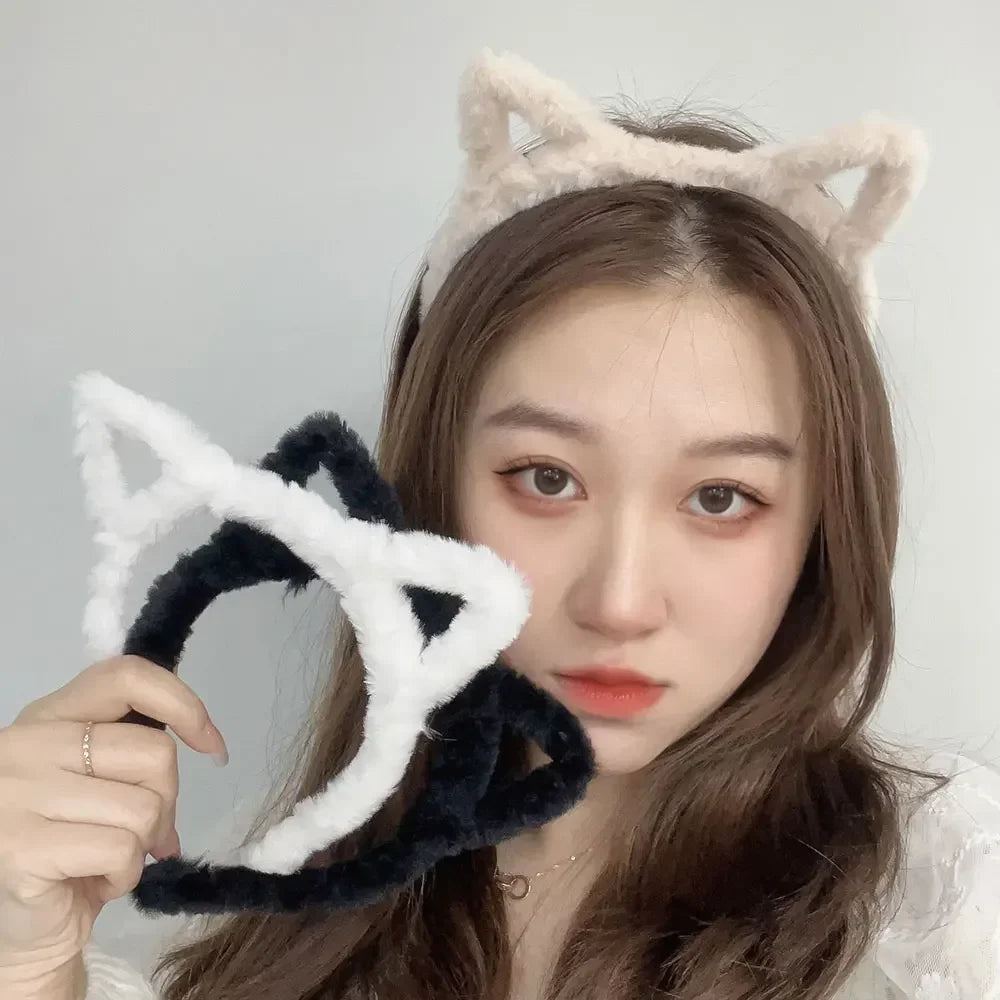 Plush Cat Ear Lolita Headbands Girls Cartoon Furry Hair Bands Hoop Women Cosplay Costume Party Headwear Korean Hair Accessories