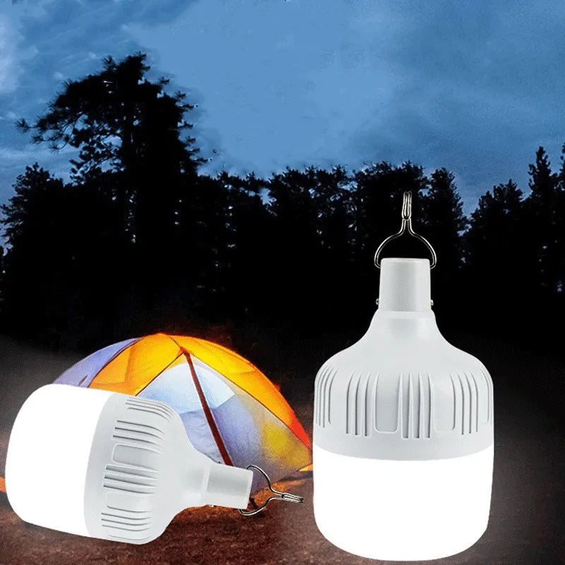 LED Outdoor USB Rechargeable Light Bulb High Brightness Emergency Light Hook Camping Fishing Portable Lantern Night Light Carry