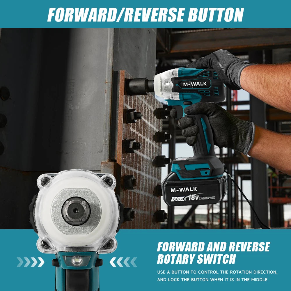 330N.m Cordless Impact Wrench 1/2" Socket Brushless Impact Driver Car Repair Electric Power Tool For Makita 18V Battery Pin