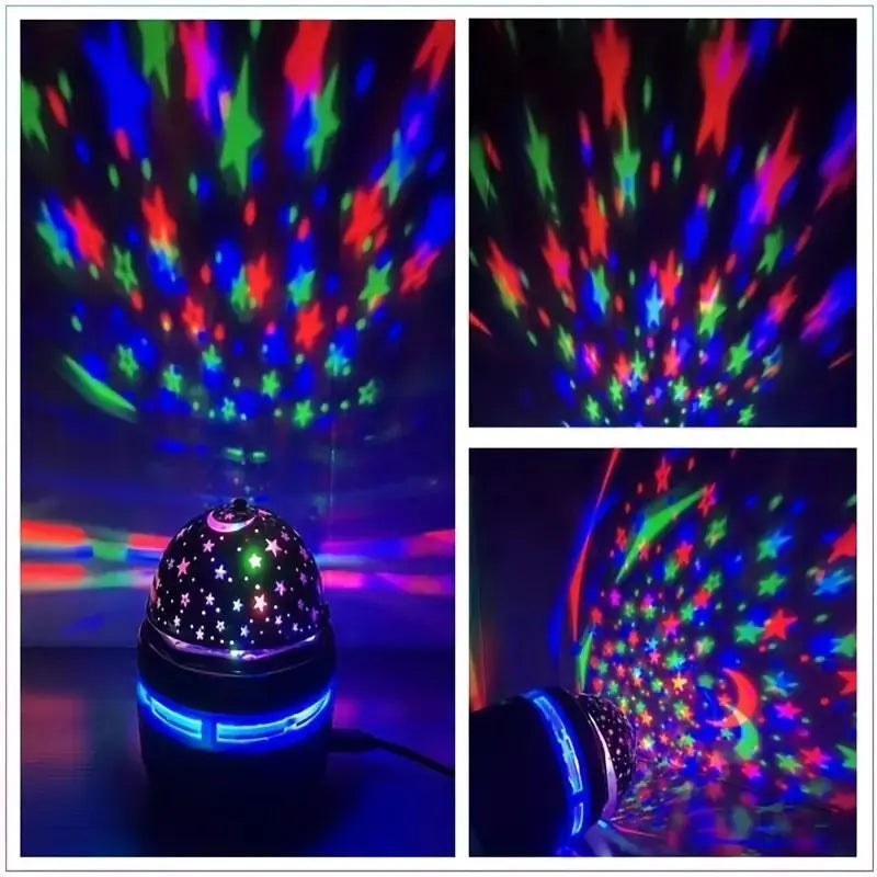 Colorful Starry Sky Party Lamp USB Christmas LED NightLights Auto Rotate Magic Ball Moon Galaxy Home Atmosphere Light Kids gifts