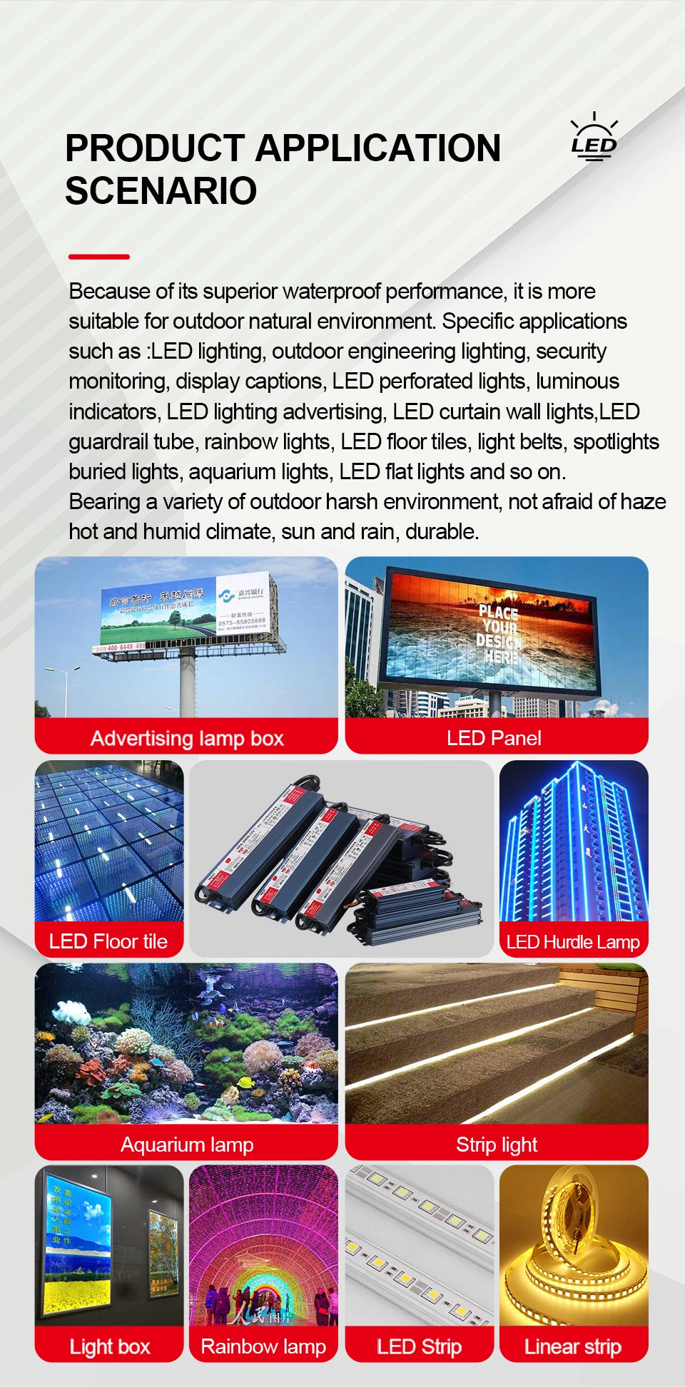 AC/DC waterproof lighting power supply IP6712V 24V outdoor LED driver 600W 500W 400W 300W 200W 100W transformer power supply