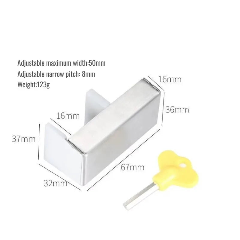High-Rise Sliding Window Anti-Fall Lock, No-Drill Anti-Theft Safety Buckle, Adjustable Push-Pull Door Limiter, Durable Secure