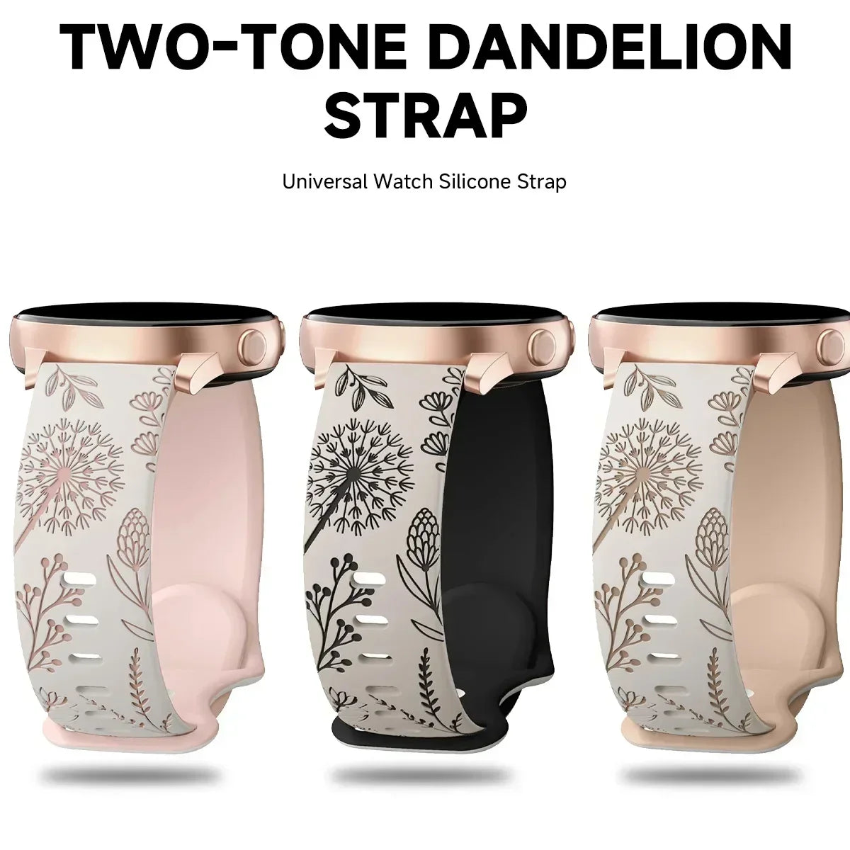 Two-tone Silicone Band Engraved Strap for Samsung Galaxy Watch 7/6/5/4/Active 2 40mm 44mm/Watch 5 Pro 45mm/Watch 3 41mm Straps