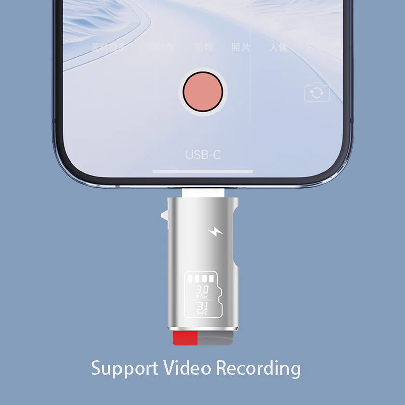 Type C 3.1 High Speed Micro SD TF Memory Card Reader for iPhone 15 Huawei Mobile Phone PD Charging Dongle Charger Cable Adapter